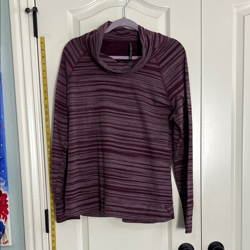 Striped Cowl Neck Long Sleeve Top - Plum, Kuhl, XL